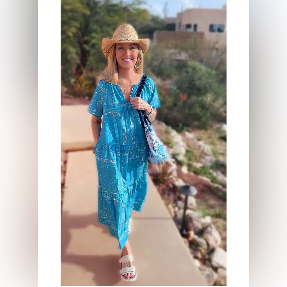 NWT AQUA GREEN BOHO MAXI DRESS-S